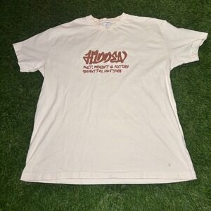Hidden NY Past Present Future Graffiti Logo T-Shirt Cream Brown Mens Large USA
